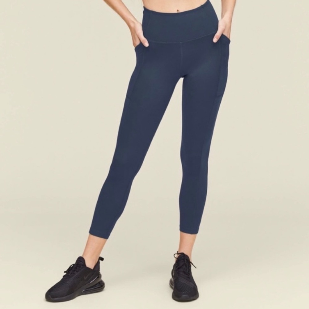 Girlfriend Collective High Waisted 7/8 Pocket Leggings Midnight Blue Large
